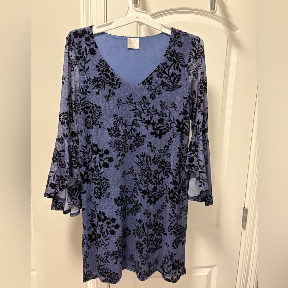 Siren Lily Blue Sheath Dress with Bell Sleeves